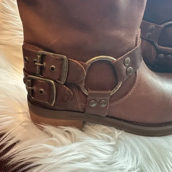 NWTS Dingo Brown Leather Buckle Heeled Harlee Motorcycle Boots Sz 9 - Picture 4 of 14